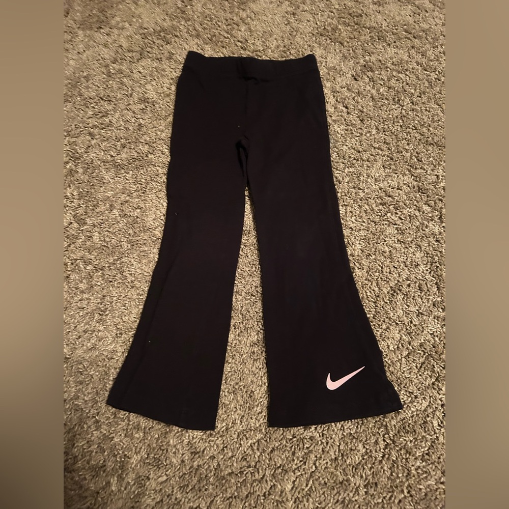 Nike Kids Black Flared Pants with Pink Logo